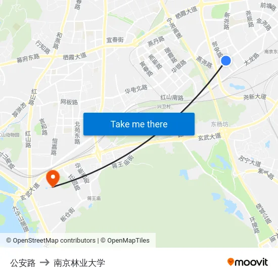 公安路 to 南京林业大学 map