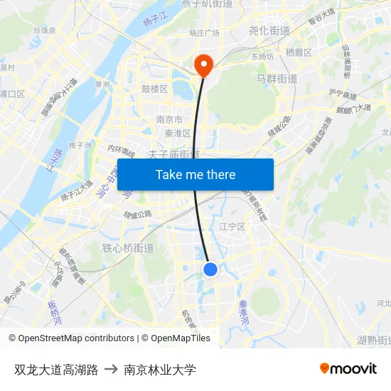 双龙大道高湖路 to 南京林业大学 map