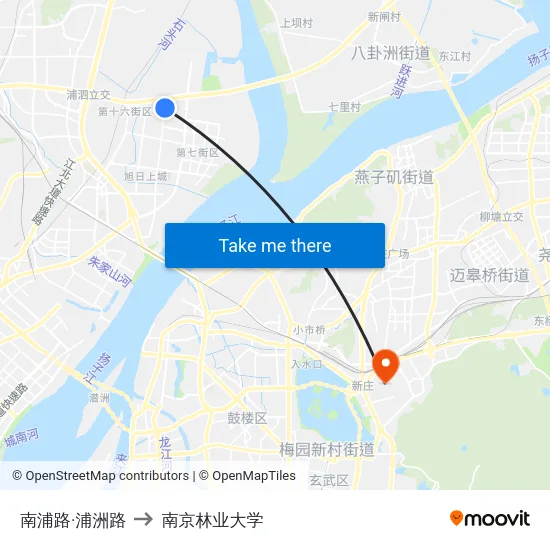 南浦路·浦洲路 to 南京林业大学 map