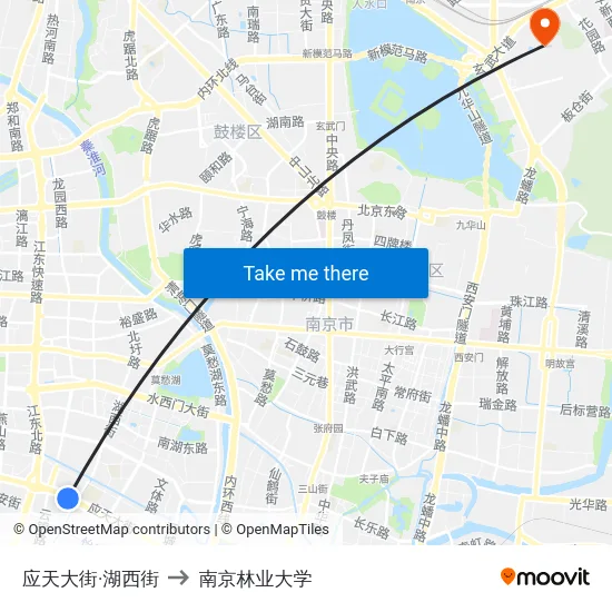 应天大街·湖西街 to 南京林业大学 map