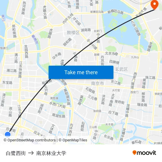 白鹭西街 to 南京林业大学 map