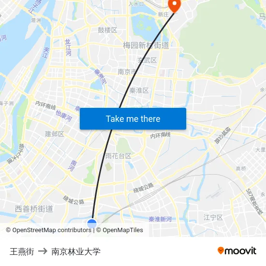 王燕街 to 南京林业大学 map