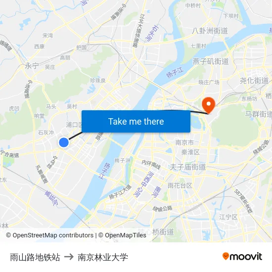 雨山路地铁站 to 南京林业大学 map