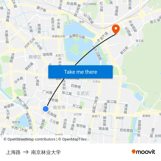 上海路 to 南京林业大学 map