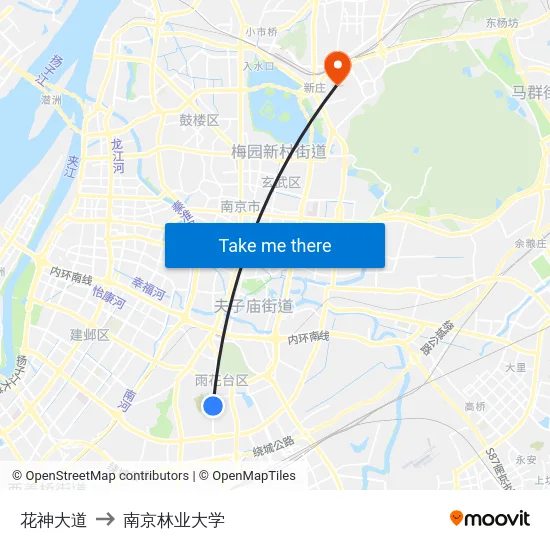 花神大道 to 南京林业大学 map
