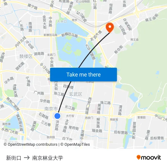 新街口 to 南京林业大学 map