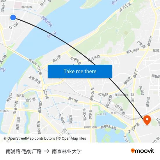 南浦路·毛纺厂路 to 南京林业大学 map