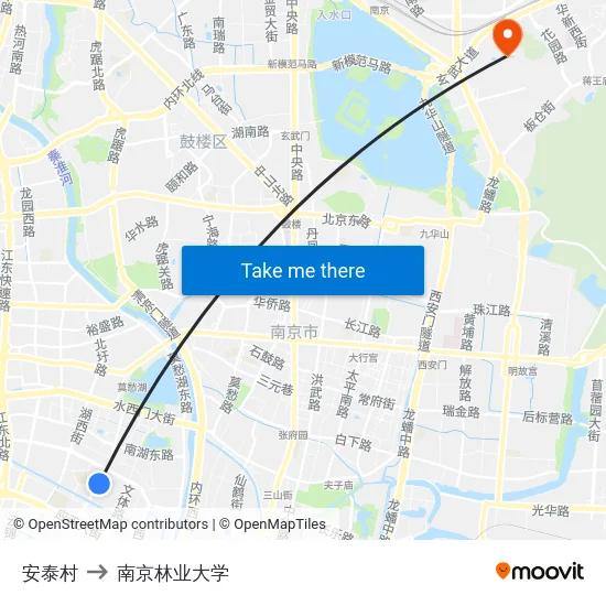 安泰村 to 南京林业大学 map