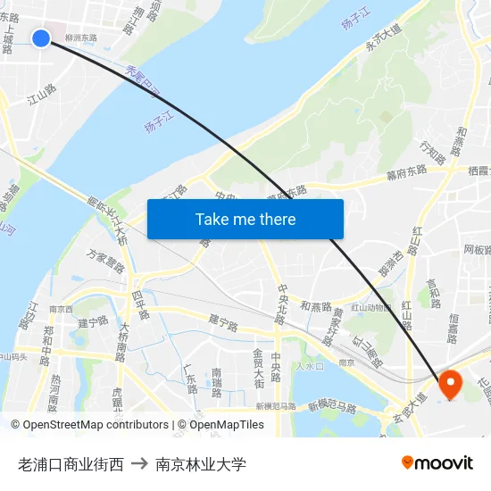 老浦口商业街西 to 南京林业大学 map