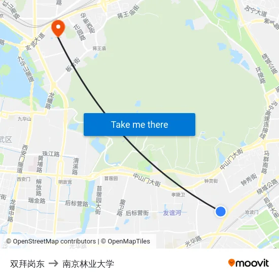 双拜岗东 to 南京林业大学 map