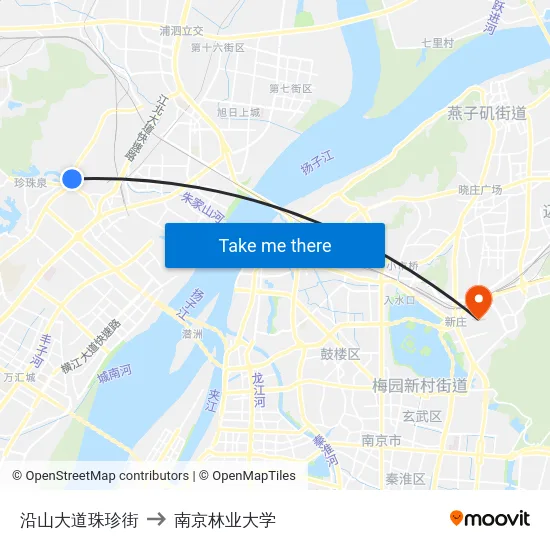 沿山大道珠珍街 to 南京林业大学 map