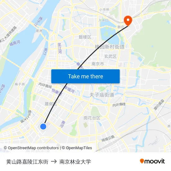 黄山路嘉陵江东街 to 南京林业大学 map