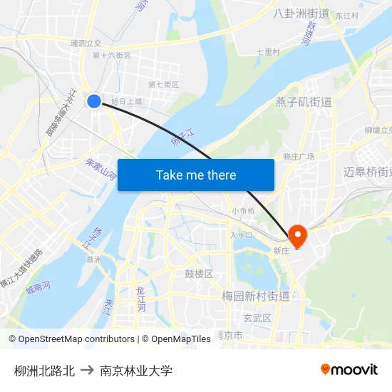 柳洲北路北 to 南京林业大学 map