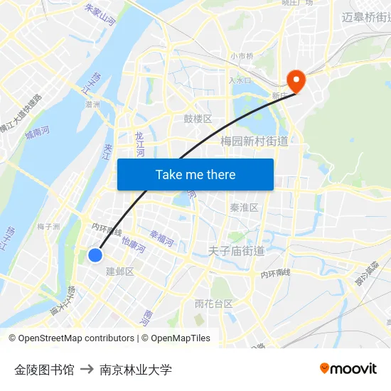 金陵图书馆 to 南京林业大学 map