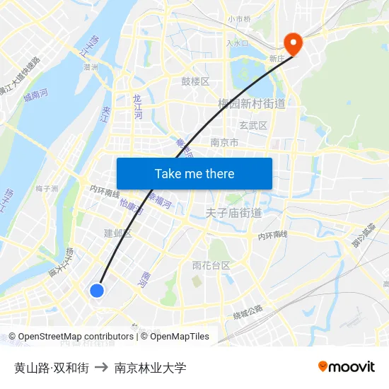 黄山路·双和街 to 南京林业大学 map
