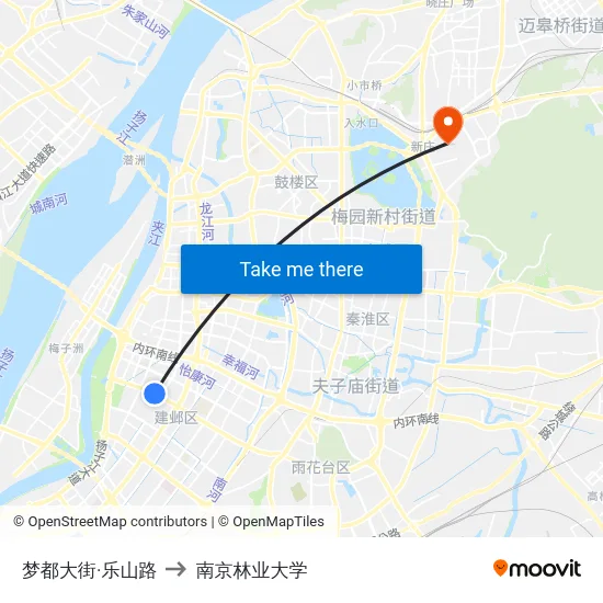 梦都大街·乐山路 to 南京林业大学 map