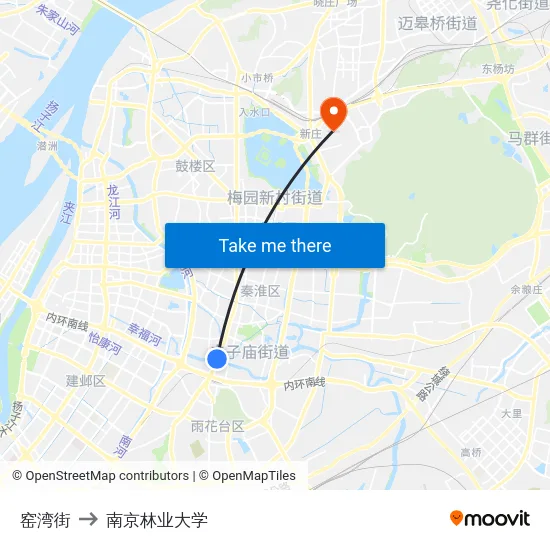 窑湾街 to 南京林业大学 map