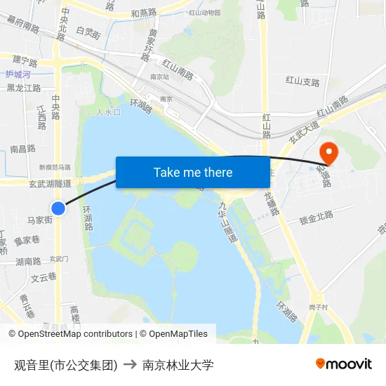 观音里(市公交集团) to 南京林业大学 map