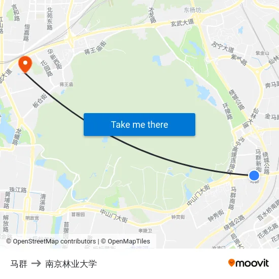 马群 to 南京林业大学 map
