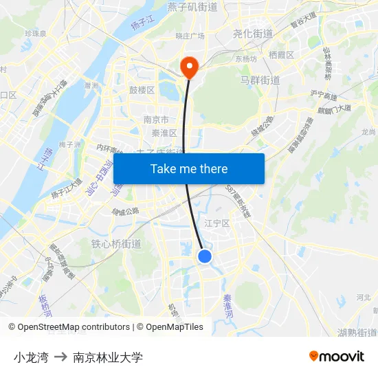 小龙湾 to 南京林业大学 map