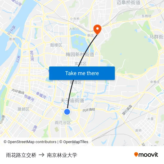 雨花路立交桥 to 南京林业大学 map