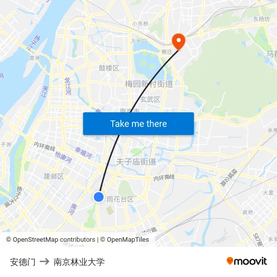安德门 to 南京林业大学 map