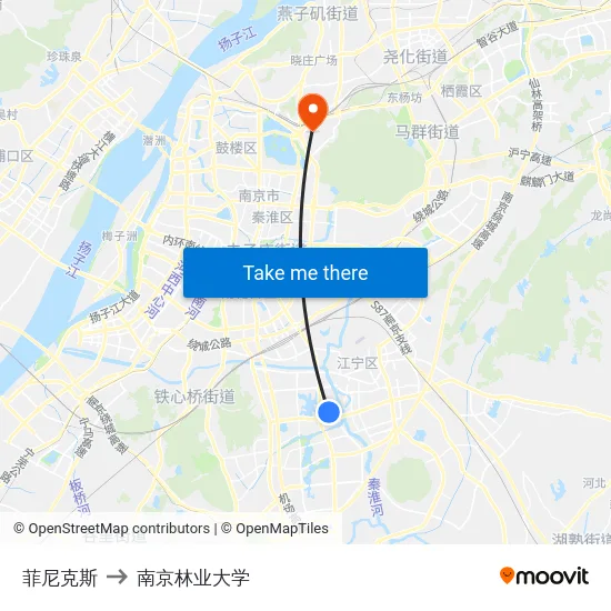菲尼克斯 to 南京林业大学 map