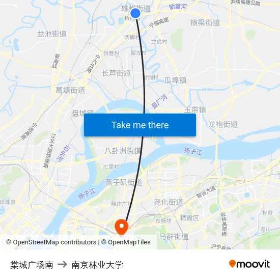 棠城广场南 to 南京林业大学 map