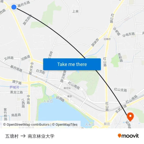 五塘村 to 南京林业大学 map