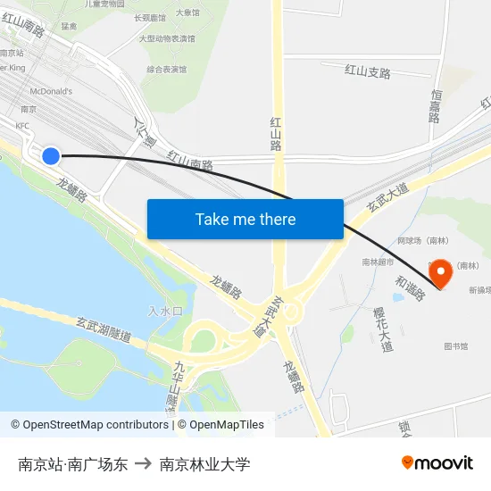 南京站·南广场东 to 南京林业大学 map