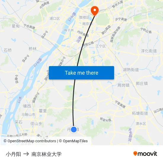 小丹阳 to 南京林业大学 map