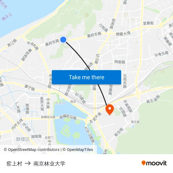 窑上村 to 南京林业大学 map