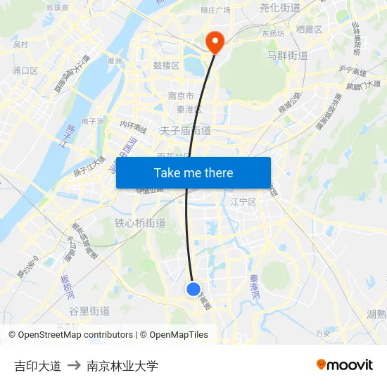 吉印大道 to 南京林业大学 map