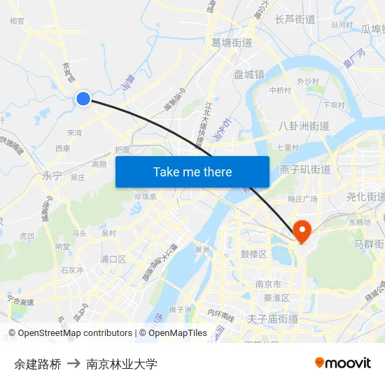 余建路桥 to 南京林业大学 map