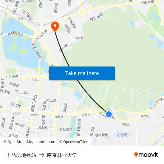 下马坊地铁站 to 南京林业大学 map