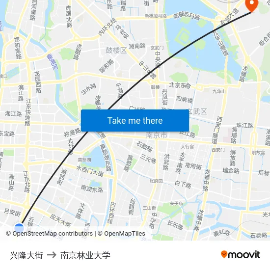 兴隆大街 to 南京林业大学 map