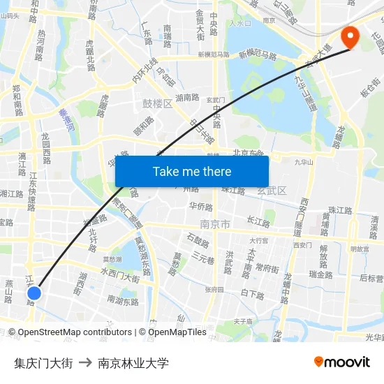 集庆门大街 to 南京林业大学 map