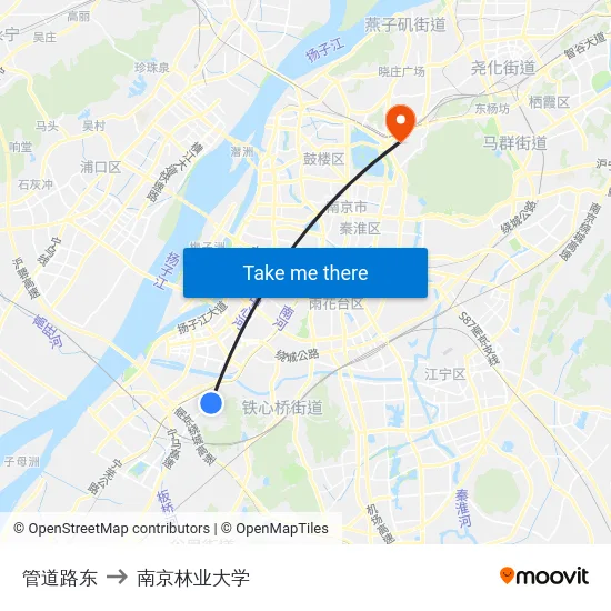 管道路东 to 南京林业大学 map