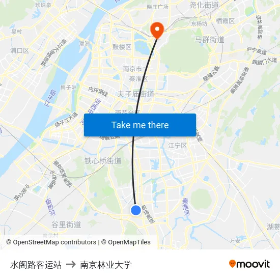 水阁路客运站 to 南京林业大学 map