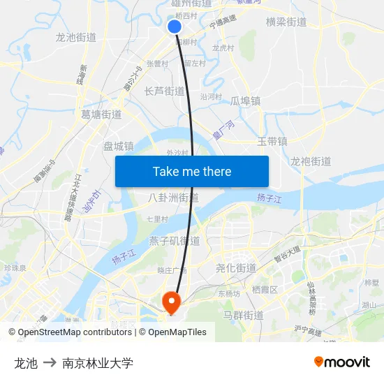 龙池 to 南京林业大学 map