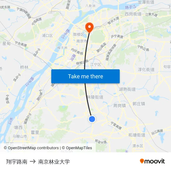 翔宇路南 to 南京林业大学 map