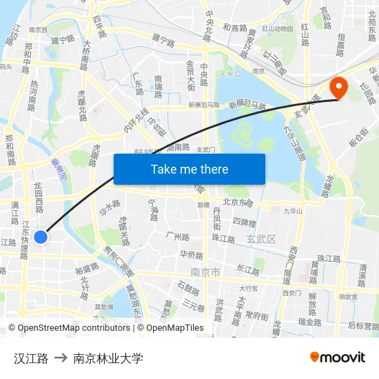 汉江路 to 南京林业大学 map
