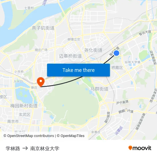 学林路 to 南京林业大学 map