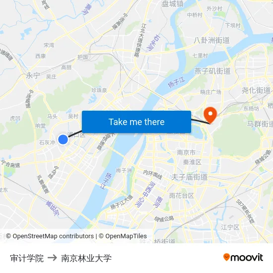 审计学院 to 南京林业大学 map