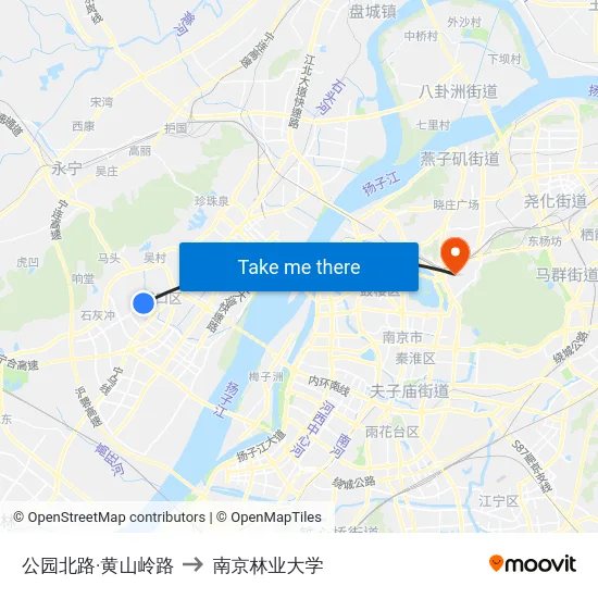 公园北路·黄山岭路 to 南京林业大学 map