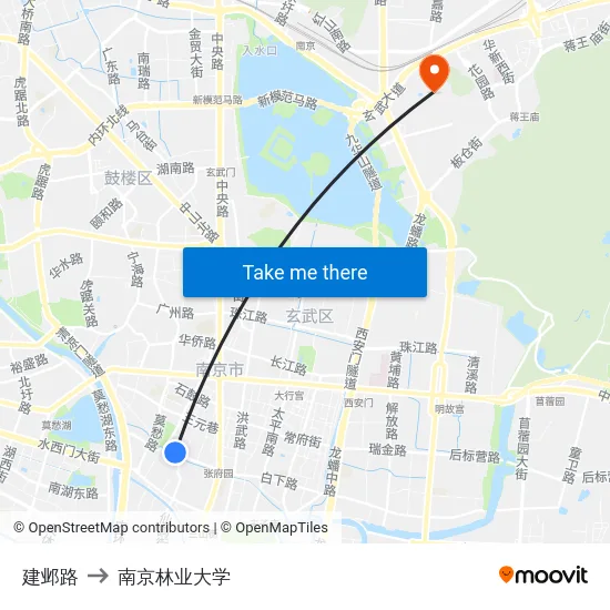 建邺路 to 南京林业大学 map