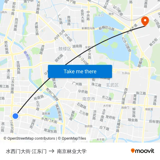 水西门大街·江东门 to 南京林业大学 map