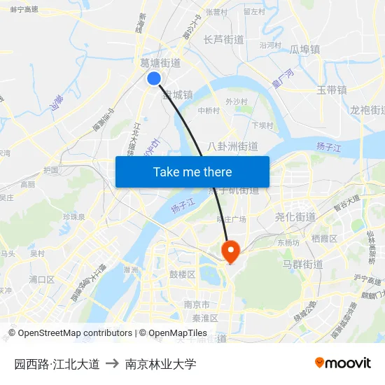 园西路·江北大道 to 南京林业大学 map