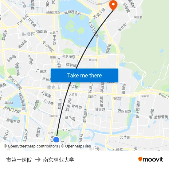 市第一医院 to 南京林业大学 map