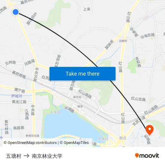 五塘村 to 南京林业大学 map